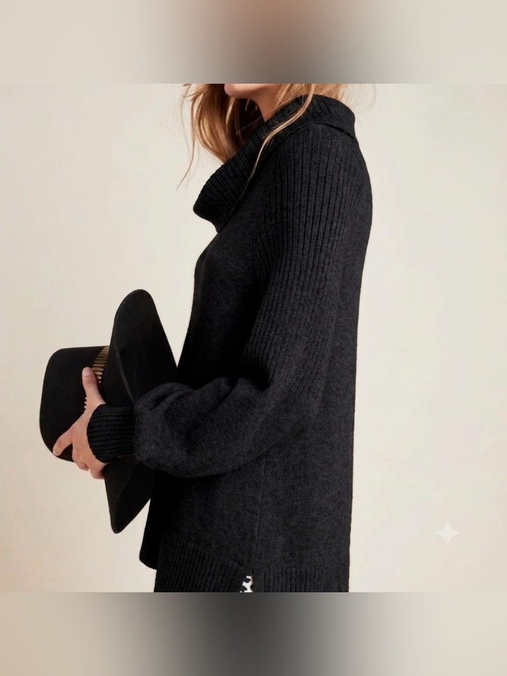 By Anthropologie Paloma Black Cowl Neck Women's Sweater - Picture 2 of 6